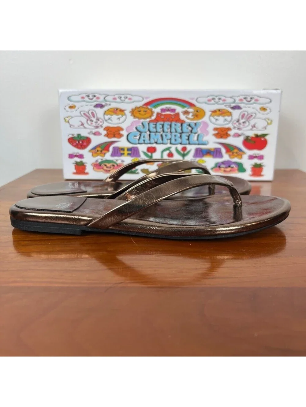 Jeffrey Campbell Kierra Free People Bronze Metallic Thong Sandals 7.5 NWT